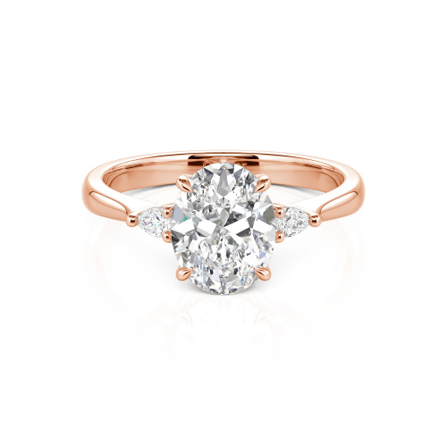 Jeulia Three Stone Oval Cut Ring