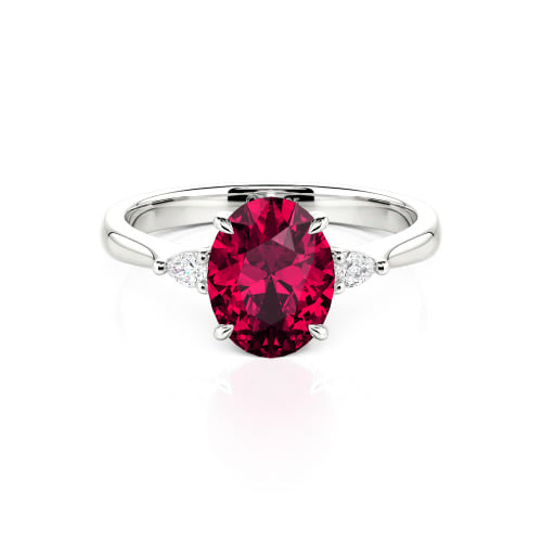 Jeulia Three Stone Oval Cut Ring
