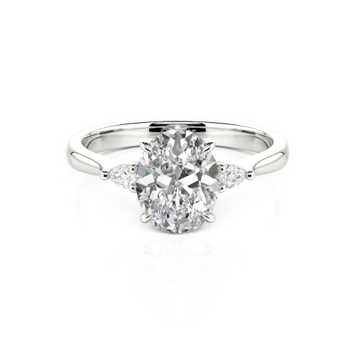Jeulia Three Stone Oval Cut Ring