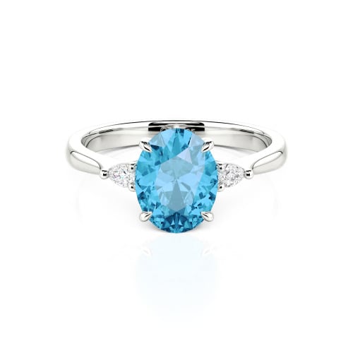 Jeulia Three Stone Oval Cut Ring