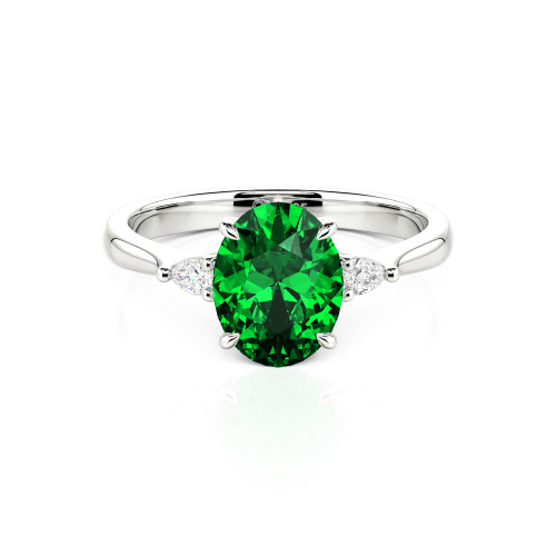 Jeulia Three Stone Oval Cut Ring