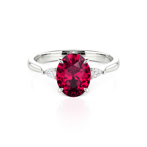 Jeulia Three Stone Oval Cut Ring