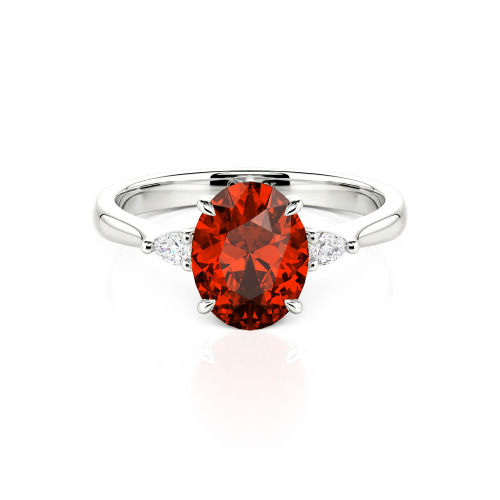 Jeulia Three Stone Oval Cut Ring