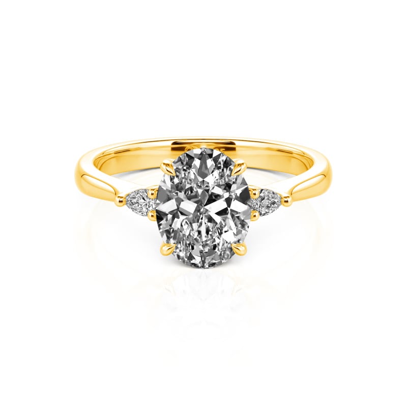 Jeulia 10K/14K/18K Gold Platinum Three Stone Oval Cut Ring