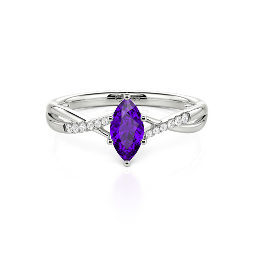 Jeulia Twist Marquise Cut Sterling Silver Ring