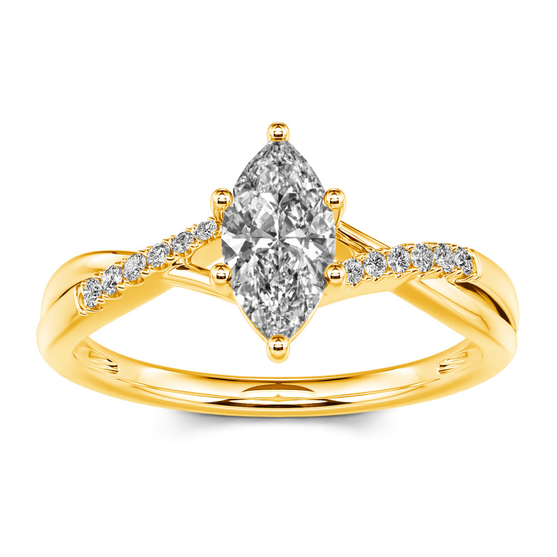 Jeulia Anillo de corte marquesa con giro de plata de ley