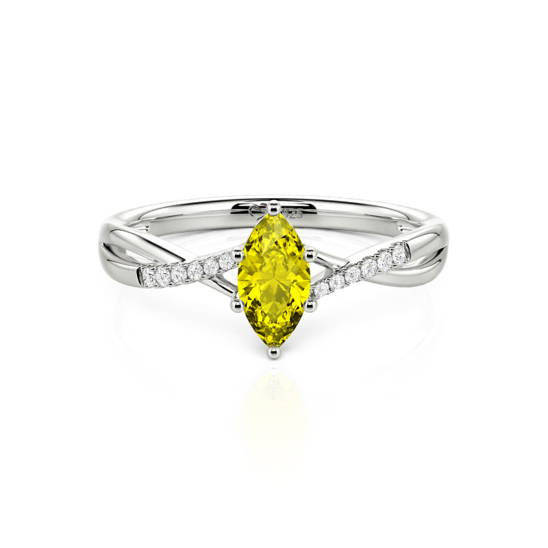 Bague Marquise Pierre Noire Effilée – Monture Plaqué Or, Taille 55, Occasion