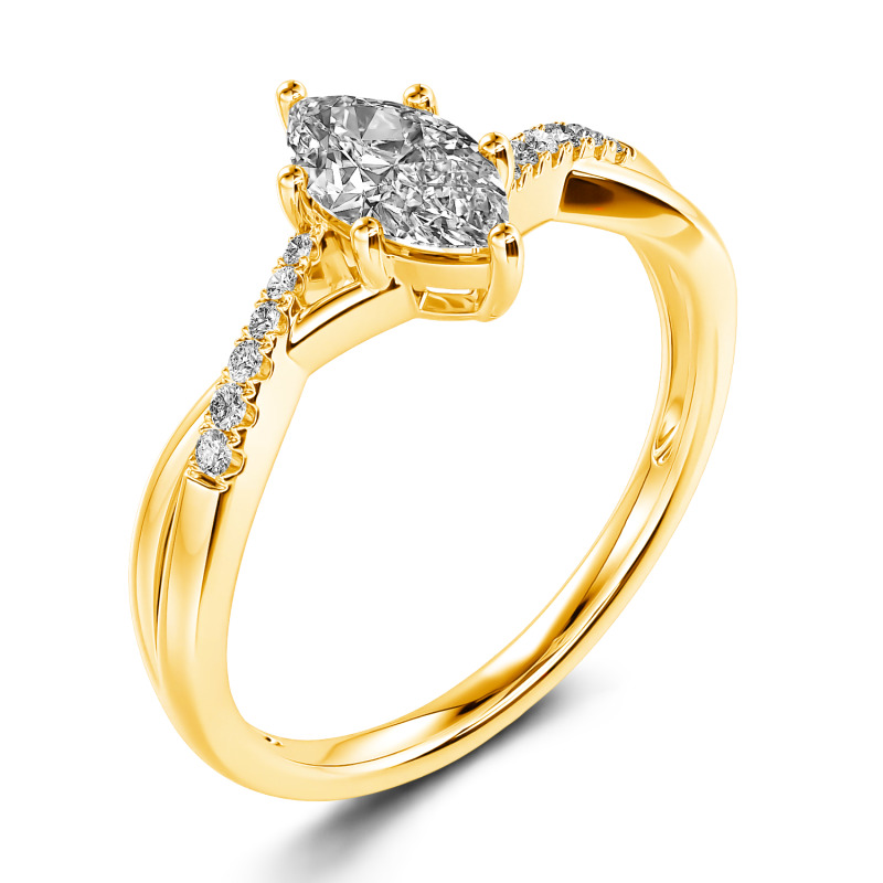 Jeulia Anillo de corte marquesa con giro de plata de ley