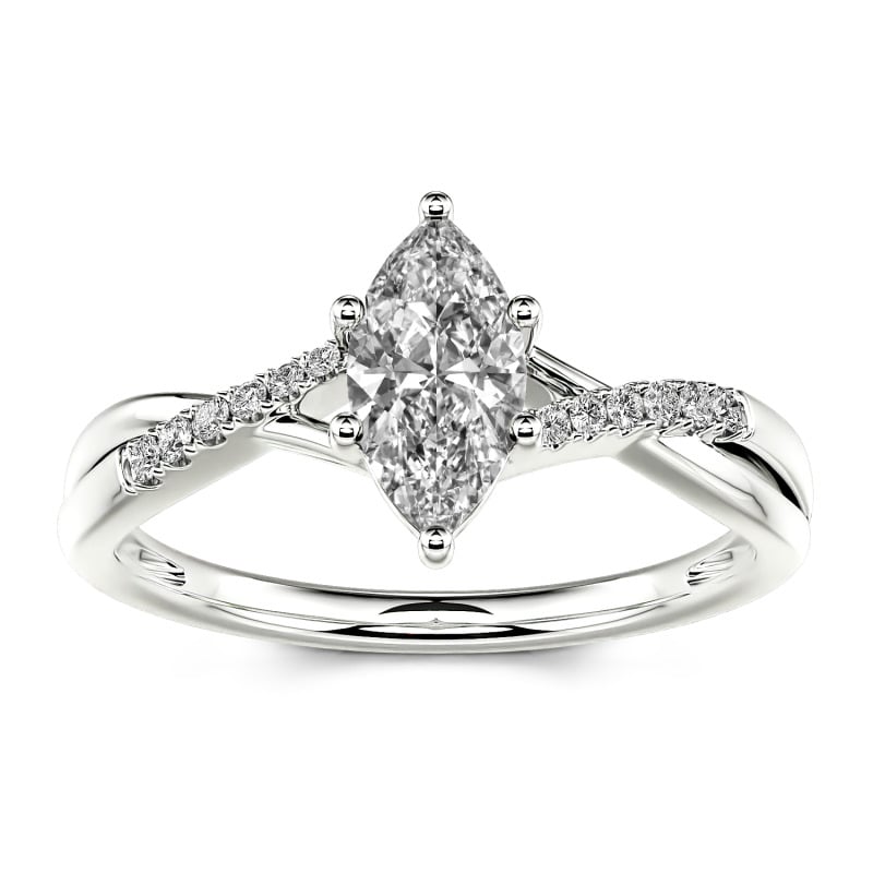 Jeulia 10K/14K/18K Gold Platinum Twist Marquise Cut Ring