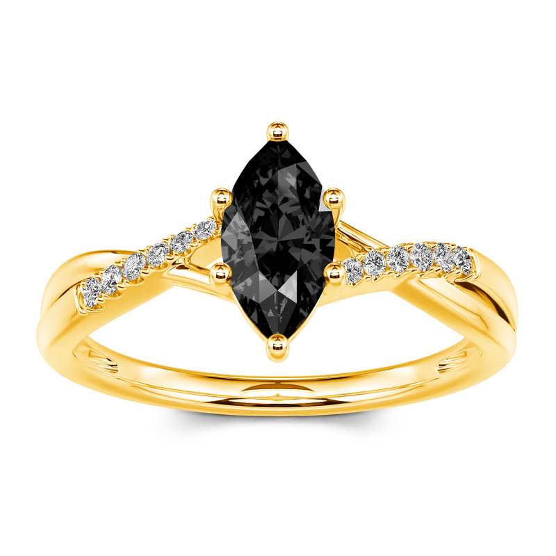 Jeulia Anillo 10K/14K/18K oro de corte marquesa con giro