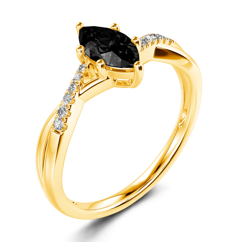 Jeulia Anillo 10K/14K/18K oro de corte marquesa con giro