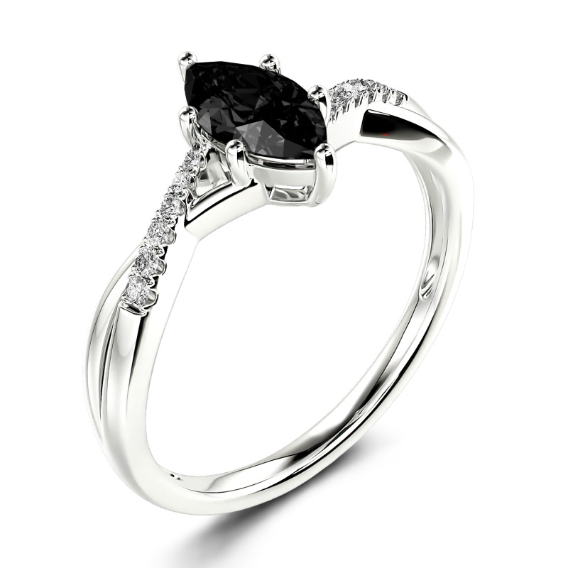 Jeulia Moissanite Twist Marquise Cut Anello In 10K/14K/18K Oro Platino