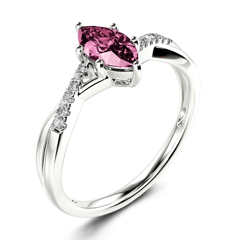 Jeulia Ślubny pierścionek zaręczynowy  Twisted Gold Moissanite Marquise Cut 10K/14K/18K Złoto Platyna