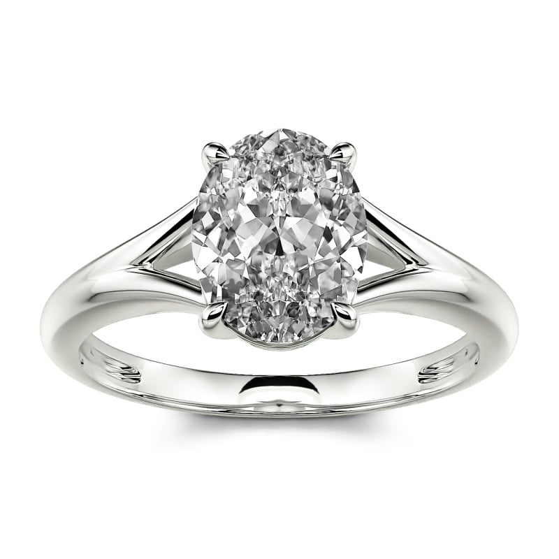 Jeulia Anillo con solitario de corte ovalada de plata de ley