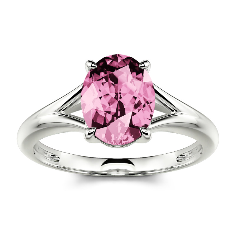 Jeulia Anillo con solitario de corte ovalada de plata de ley