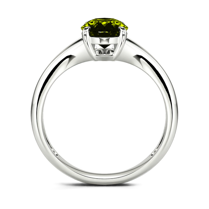 Jeulia Anillo con solitario de corte ovalada de plata de ley