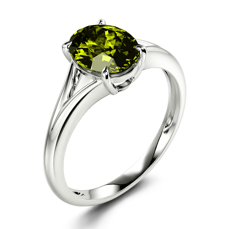 Jeulia Anillo con solitario de corte ovalada de plata de ley