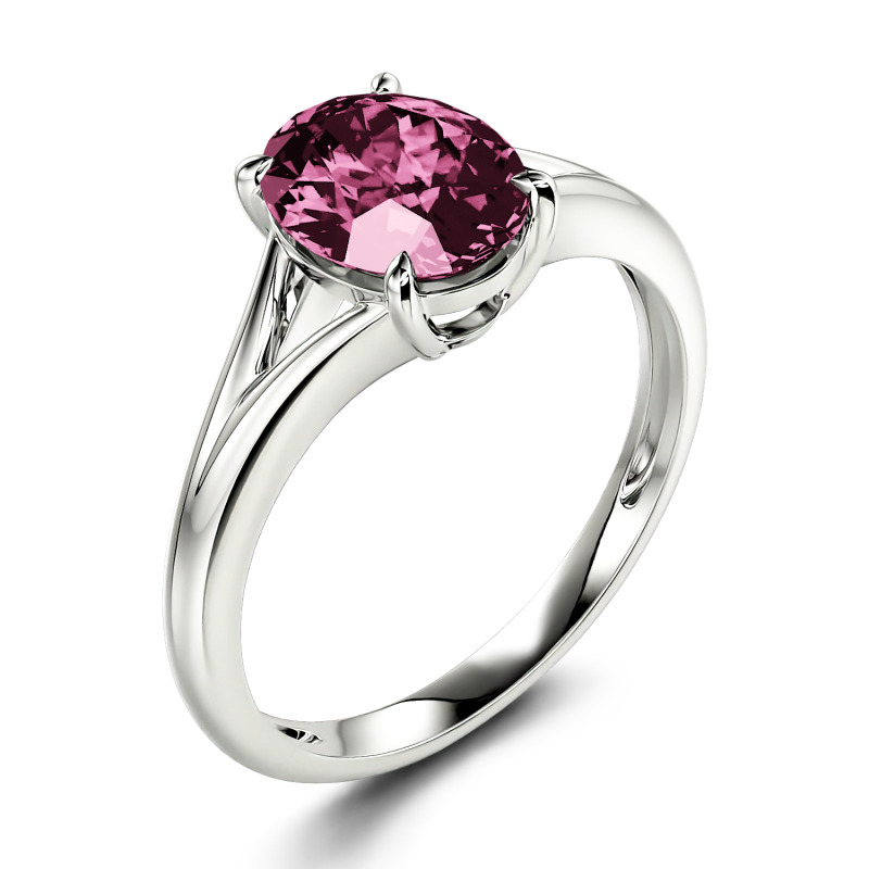 Jeulia Anillo con solitario de corte ovalada de plata de ley