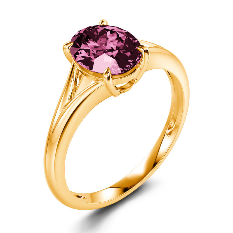 Jeulia Anillo con solitario de corte ovalada de plata de ley