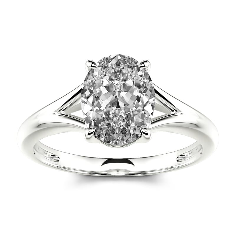 Jeulia Anillo 10K/14K/18K oro con solitario de corte ovalada