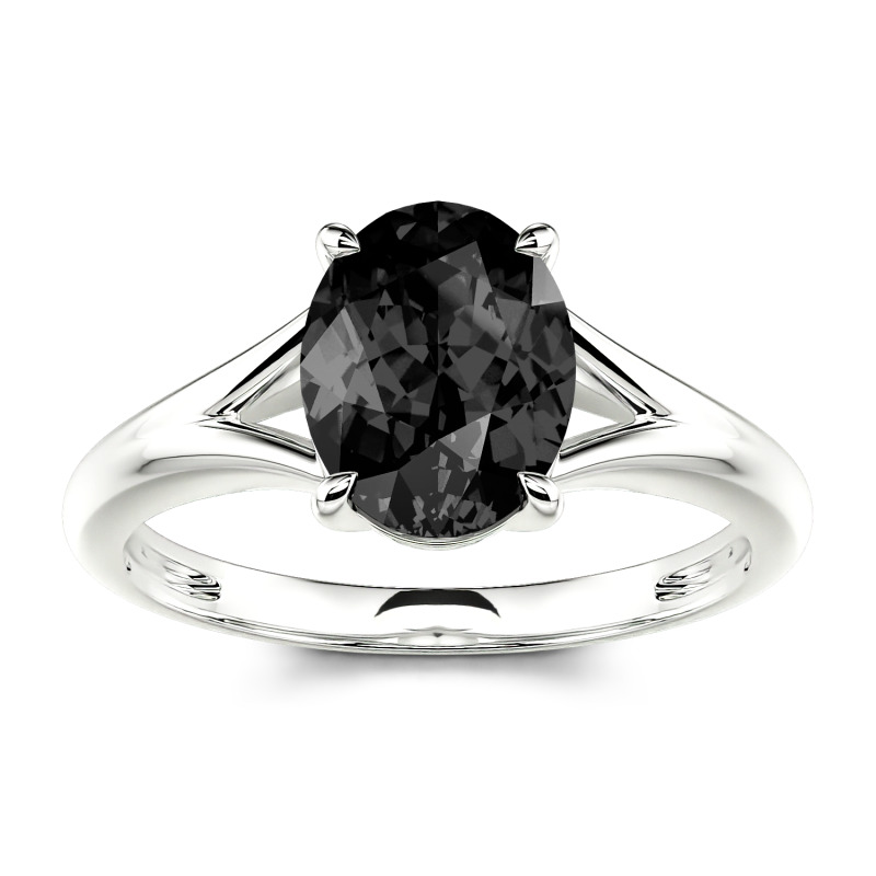 Jeulia Black Oval Cut Solitaire Ring