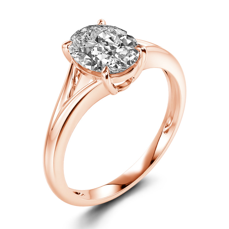 Jeulia ソリティア オーバルカット 10K 14K 18K ゴールド プラチナ リング