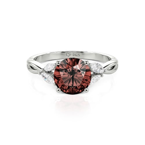 Jeulia Round Cut Vines Design Sterling Silver Ring