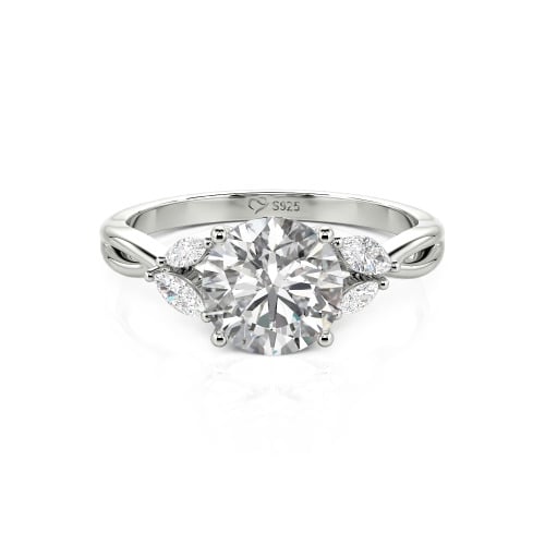 Jeulia Round Cut Vines Design Sterling Silver Ring