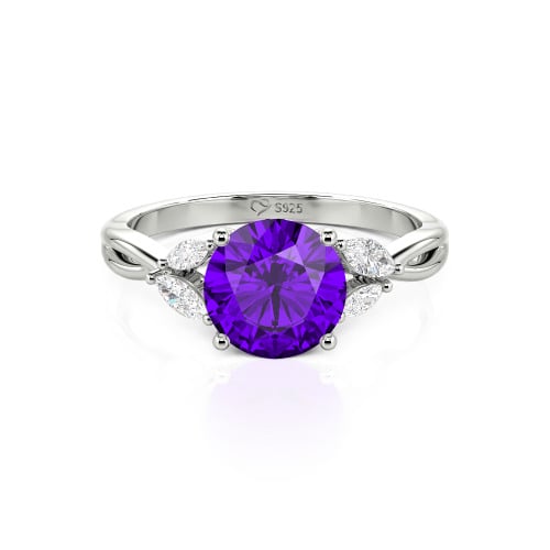 Jeulia Round Cut Vines Design Sterling Silver Ring