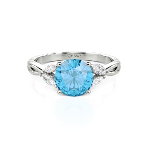 Jeulia Round Cut Vines Design Sterling Silver Ring