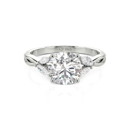 Jeulia Round Cut Vines Design Sterling Silver Ring