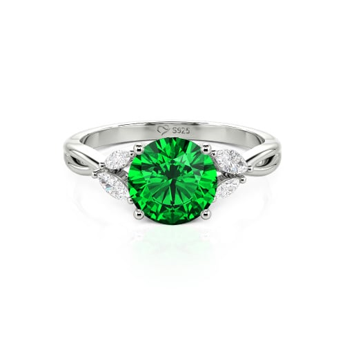 Jeulia Round Cut Vines Design Sterling Silver Ring