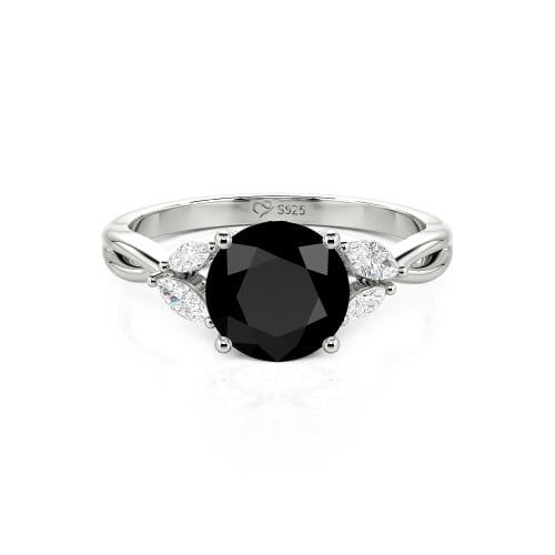 Jeulia Round Cut Vines Design Sterling Silver Ring