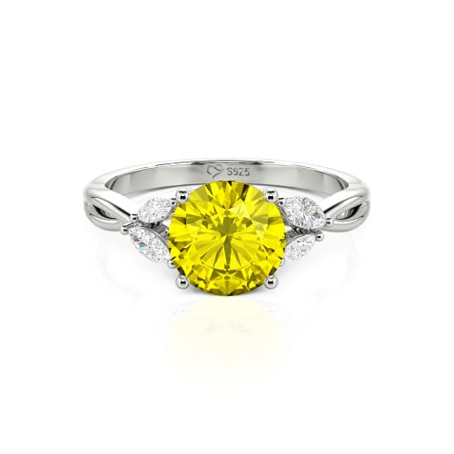 Jeulia Round Cut Vines Design Sterling Silver Ring