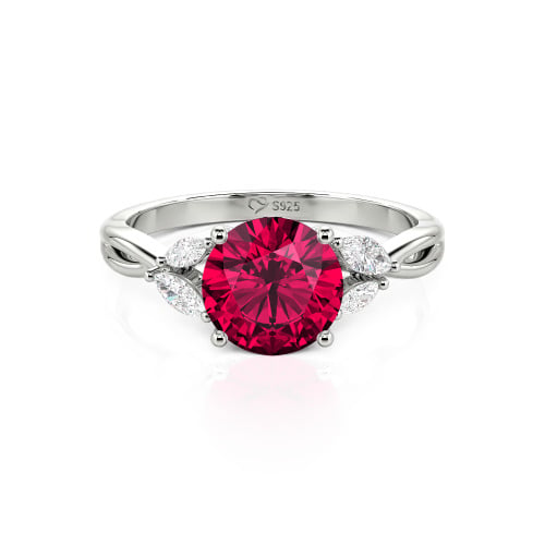 Jeulia Round Cut Vines Design Sterling Silver Ring