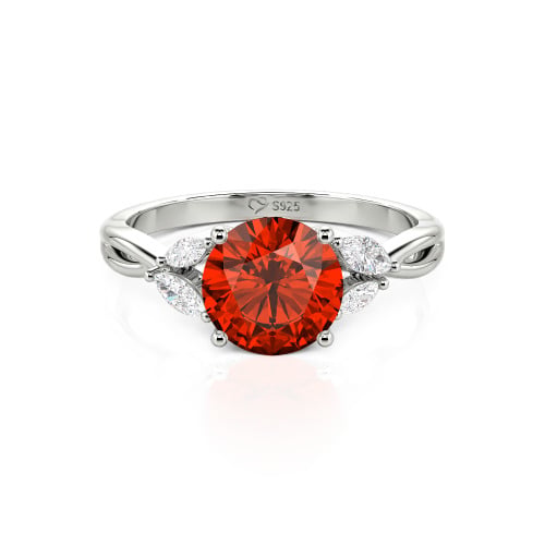 Jeulia Round Cut Vines Design Sterling Silver Ring