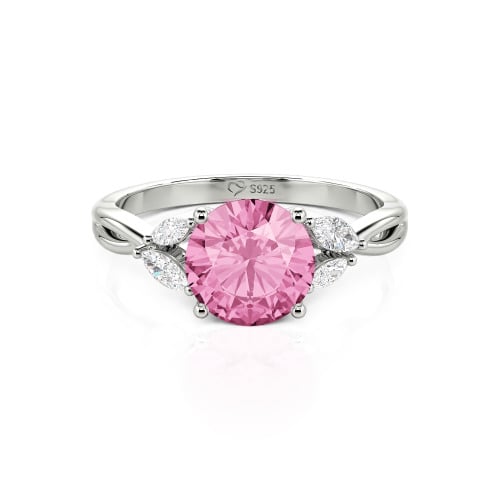 Jeulia Round Cut Vines Design Sterling Silver Ring