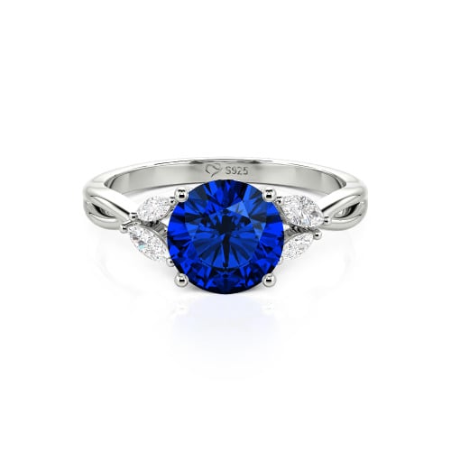 Jeulia Round Cut Vines Design Sterling Silver Ring