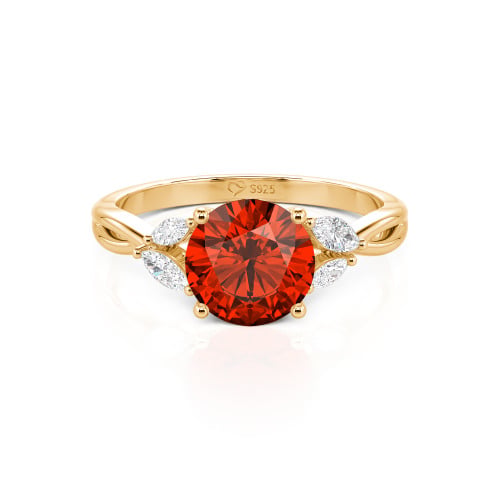 Jeulia Round Cut Vines Design Sterling Silver Ring
