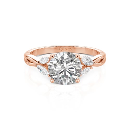 Jeulia Round Cut Vines Design Sterling Silver Ring