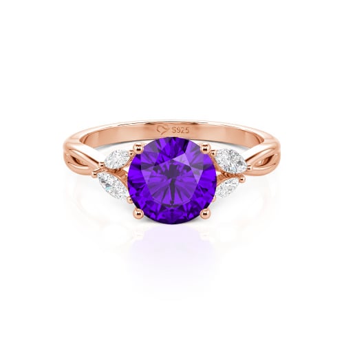 Jeulia Round Cut Vines Design Sterling Silver Ring