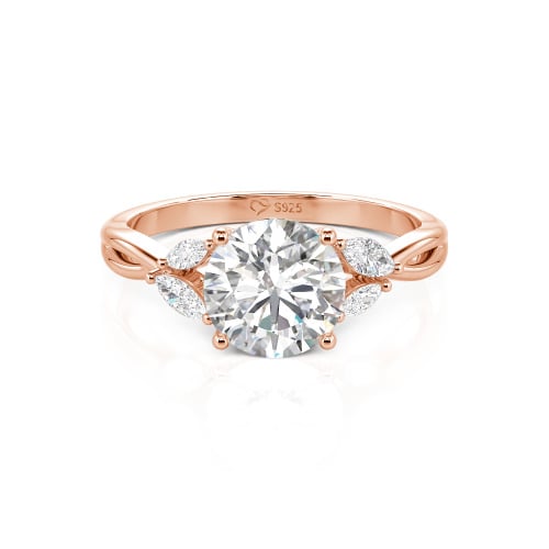 Jeulia Round Cut Vines Design Sterling Silver Ring