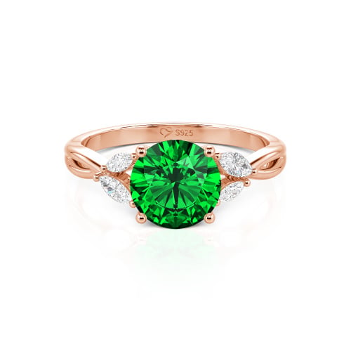 Jeulia Round Cut Vines Design Sterling Silver Ring
