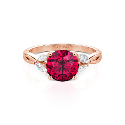 Jeulia Round Cut Vines Design Sterling Silver Ring