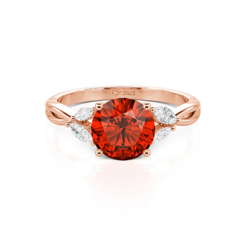 Jeulia Round Cut Vines Design Sterling Silver Ring