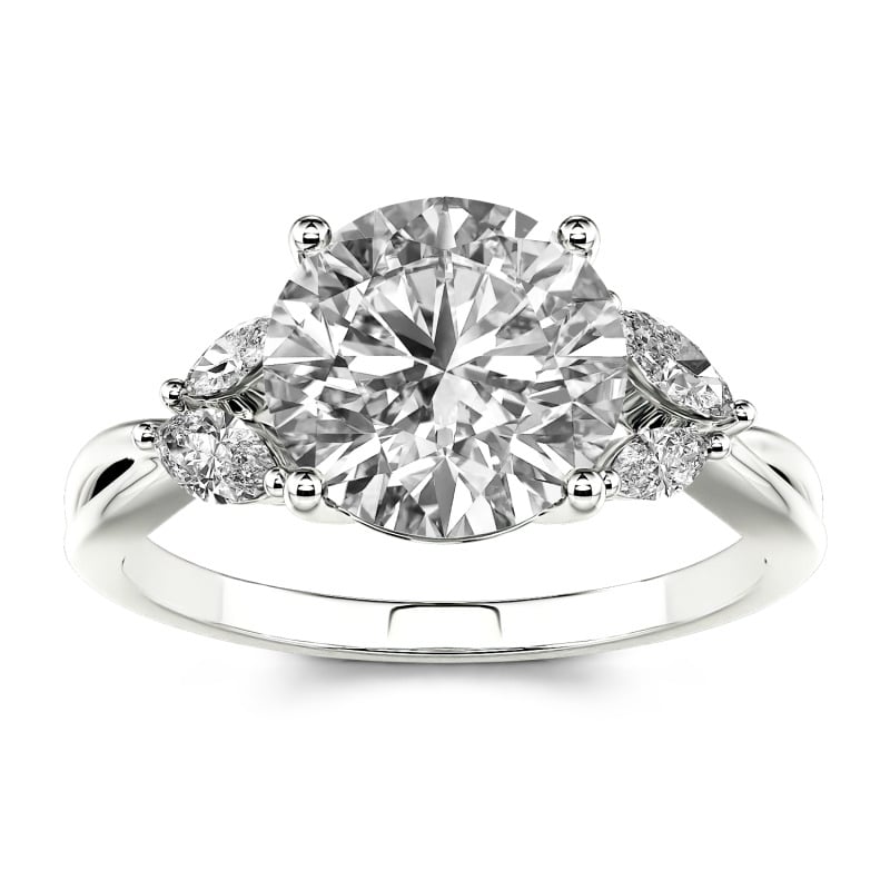 Jeulia Anillo 10K/14K/18K oro con diseño de vides de corte redondo