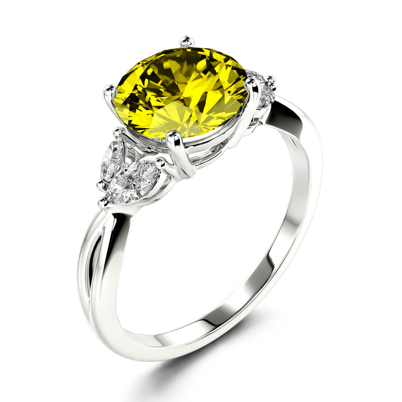 Jeulia 10K/14K/18K Gold Platinum Round Cut Vines Design Ring