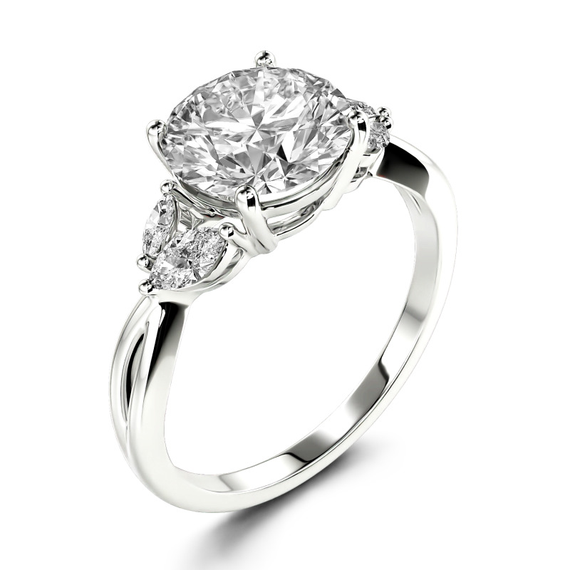 Jeulia Anillo 10K/14K/18K oro con diseño de vides de corte redondo