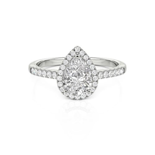 Jeulia Halo Pear Cut Sterling Silver Ring