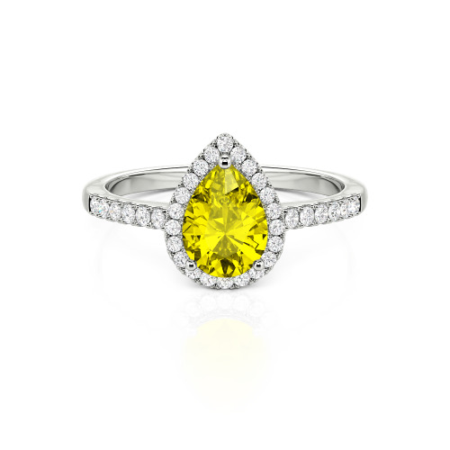 Jeulia Halo Pear Cut Sterling Silver Ring